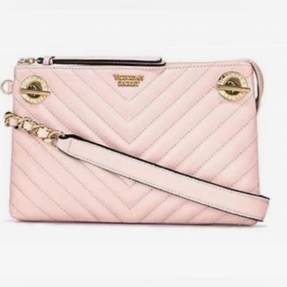 VICTORIA SECRET Pebbled V-Quilt 24/7 Crossbody color pink size 8x5 NWT - Picture 9 of 9